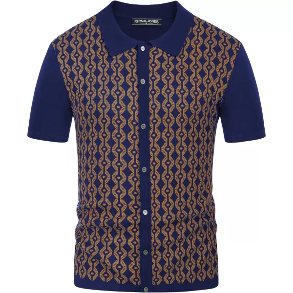 PJ PAUL JONES Men's Contrast 70s Vintage Polo Shirts Short Sleeve Knitwear