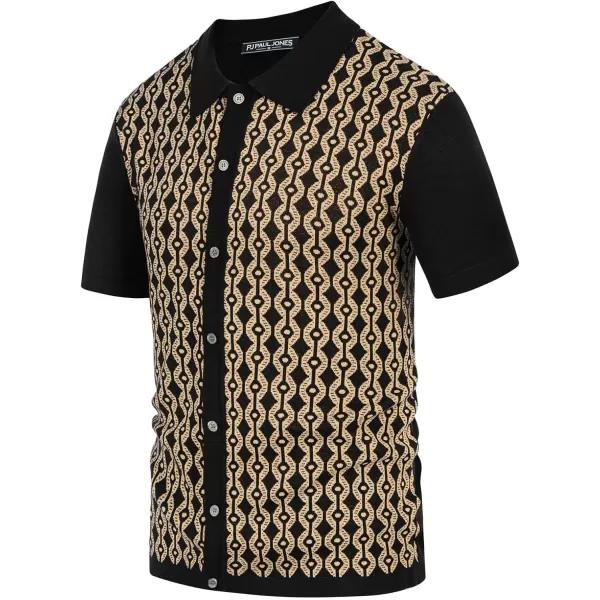 PJ PAUL JONES Men's Contrast 70s Vintage Polo Shirts Short Sleeve Knitwear