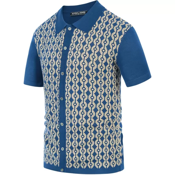 PJ PAUL JONES Men's Contrast 70s Vintage Polo Shirts Short Sleeve Knitwear