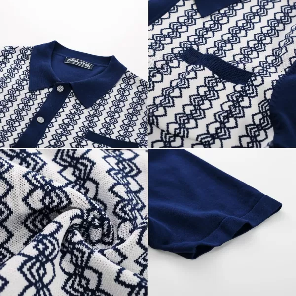 PJ PAUL JONES Men's Contrast 70s Vintage Polo Shirts Short Sleeve Knitwear
