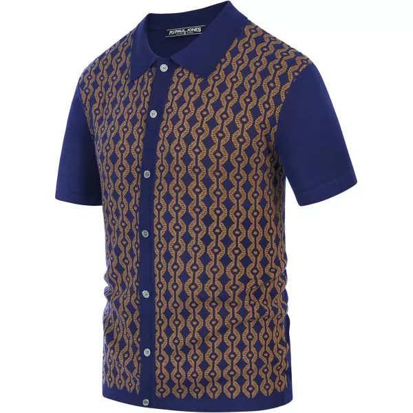PJ PAUL JONES Men's Contrast 70s Vintage Polo Shirts Short Sleeve Knitwear