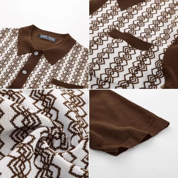 PJ PAUL JONES Men's Contrast 70s Vintage Polo Shirts Short Sleeve Knitwear