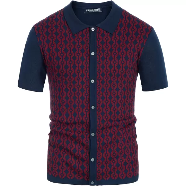 PJ PAUL JONES Men's Contrast 70s Vintage Polo Shirts Short Sleeve Knitwear
