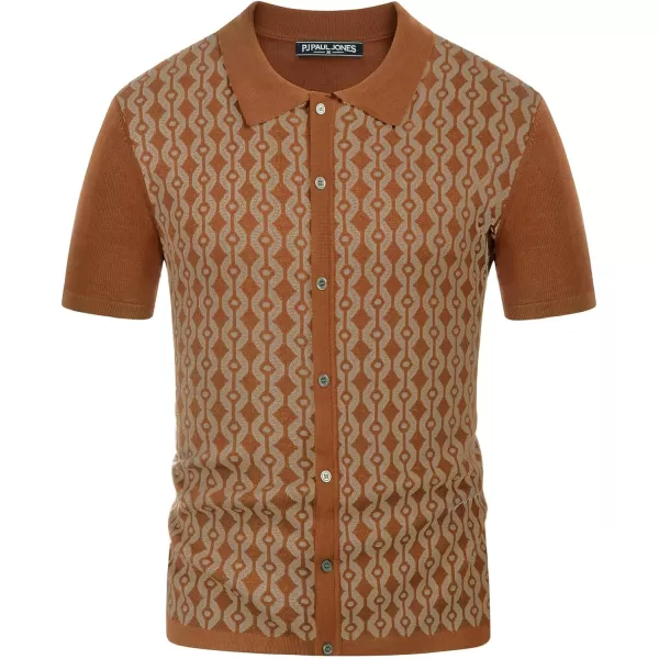 PJ PAUL JONES Men's Contrast 70s Vintage Polo Shirts Short Sleeve Knitwear