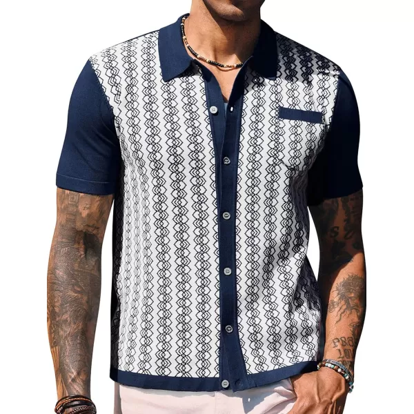 PJ PAUL JONES Men's Contrast 70s Vintage Polo Shirts Short Sleeve Knitwear