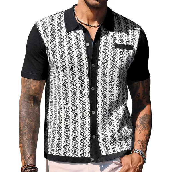 PJ PAUL JONES Men's Contrast 70s Vintage Polo Shirts Short Sleeve Knitwear
