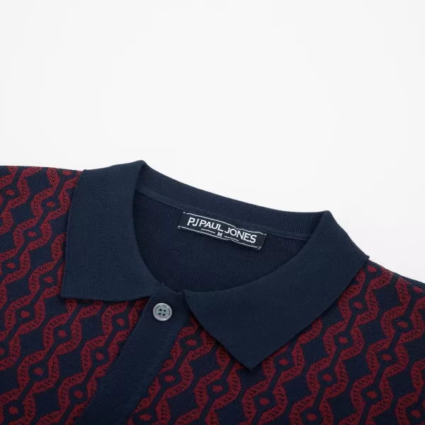 PJ PAUL JONES Men's Contrast 70s Vintage Polo Shirts Short Sleeve Knitwear