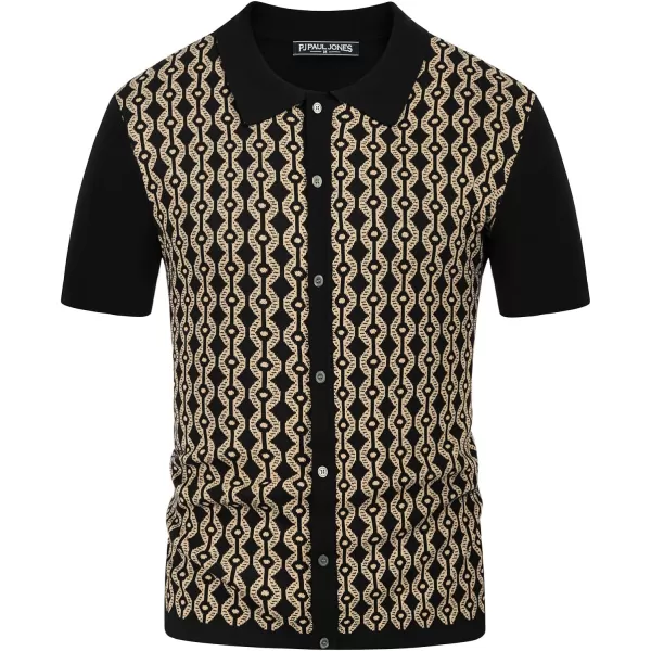 PJ PAUL JONES Men's Contrast 70s Vintage Polo Shirts Short Sleeve Knitwear