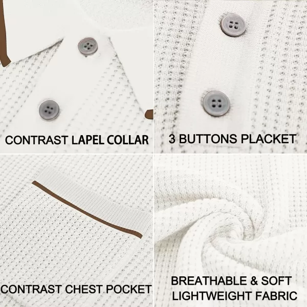 PJ PAUL JONES Men's Hollow Texture Knit Polo Shirts Breathable Contrast Shirt Lightweight Golf Shirts with Pocket