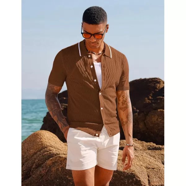 PJ PAUL JONES Men's Knit Button Down Shirts Vintage Polo Shirts Casual Beach Shirts