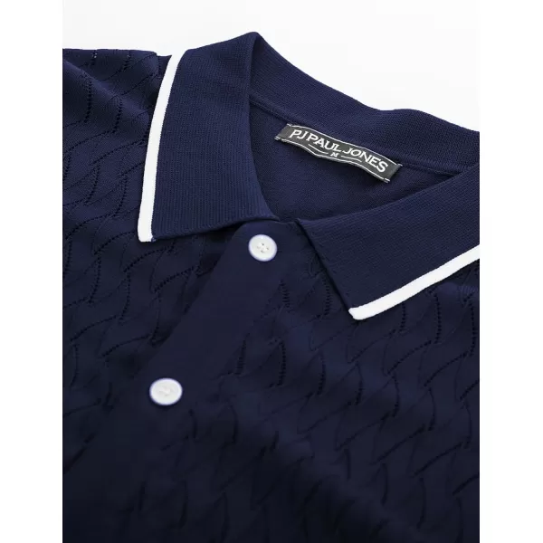 PJ PAUL JONES Men's Knit Button Down Shirts Vintage Polo Shirts Casual Beach Shirts