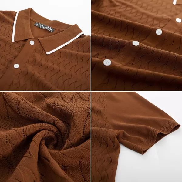 PJ PAUL JONES Men's Knit Button Down Shirts Vintage Polo Shirts Casual Beach Shirts
