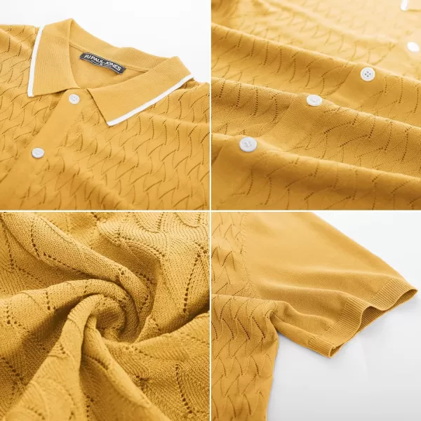 PJ PAUL JONES Men's Knit Button Down Shirts Vintage Polo Shirts Casual Beach Shirts
