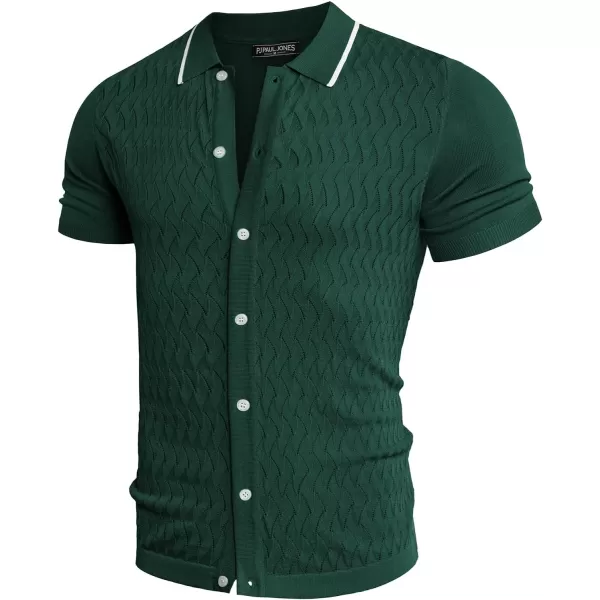 PJ PAUL JONES Men's Knit Button Down Shirts Vintage Polo Shirts Casual Beach Shirts