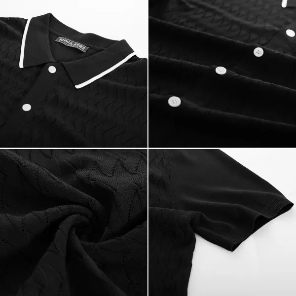 PJ PAUL JONES Men's Knit Button Down Shirts Vintage Polo Shirts Casual Beach Shirts