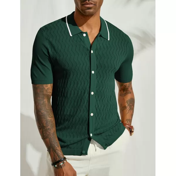 PJ PAUL JONES Men's Knit Button Down Shirts Vintage Polo Shirts Casual Beach Shirts