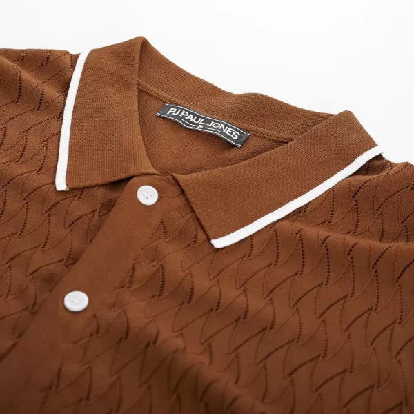 PJ PAUL JONES Men's Knit Button Down Shirts Vintage Polo Shirts Casual Beach Shirts