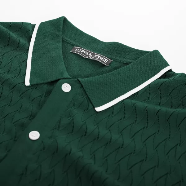 PJ PAUL JONES Men's Knit Button Down Shirts Vintage Polo Shirts Casual Beach Shirts