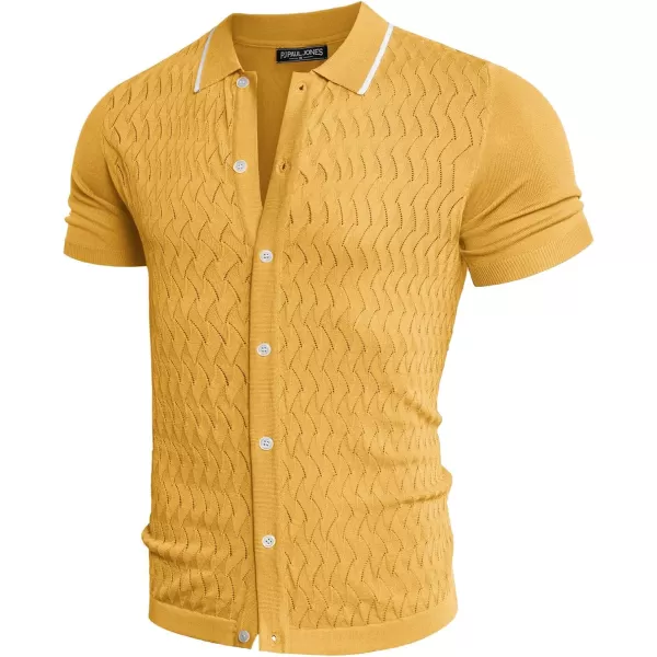 PJ PAUL JONES Men's Knit Button Down Shirts Vintage Polo Shirts Casual Beach Shirts