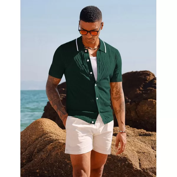 PJ PAUL JONES Men's Knit Button Down Shirts Vintage Polo Shirts Casual Beach Shirts