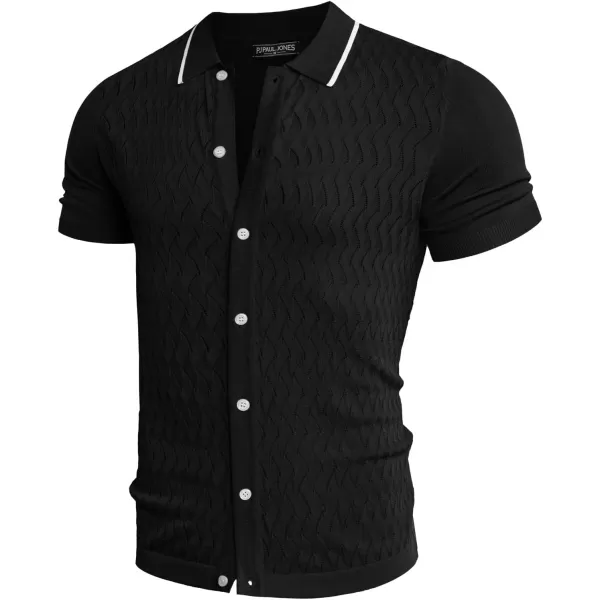 PJ PAUL JONES Men's Knit Button Down Shirts Vintage Polo Shirts Casual Beach Shirts