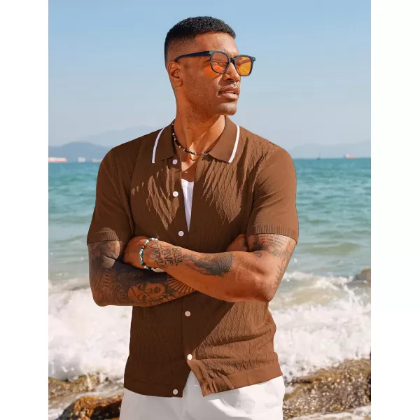 PJ PAUL JONES Men's Knit Button Down Shirts Vintage Polo Shirts Casual Beach Shirts
