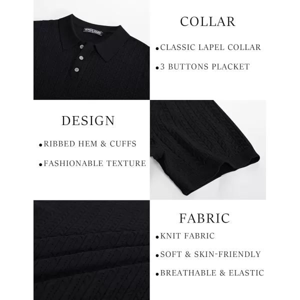 PJ PAUL JONES Mens Knit Polo Shirt Short Sleeve Hollow Out Knit Shirt Texture Knitted Polo