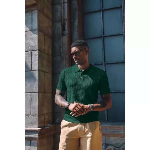 PJ PAUL JONES Mens Knit Polo Shirt Short Sleeve Hollow Out Knit Shirt Texture Knitted Polo