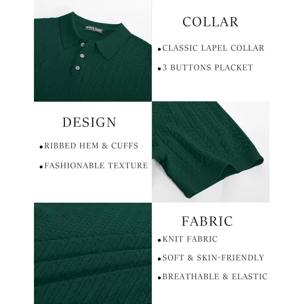 PJ PAUL JONES Mens Knit Polo Shirt Short Sleeve Hollow Out Knit Shirt Texture Knitted Polo