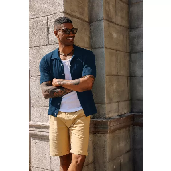 PJ PAUL JONES Mens Knit Polo Shirts Short Sleeve Vintage Button Down Shirt Casual Beah Tops