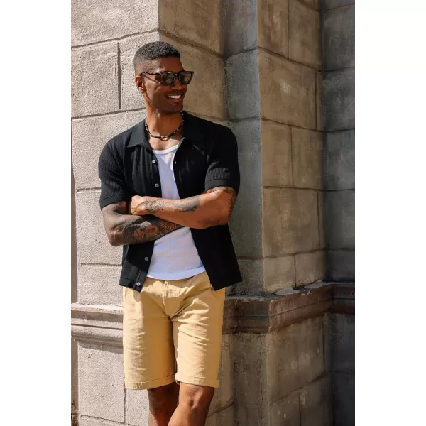 PJ PAUL JONES Mens Knit Polo Shirts Short Sleeve Vintage Button Down Shirt Casual Beah Tops