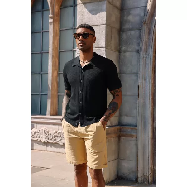PJ PAUL JONES Mens Knit Polo Shirts Short Sleeve Vintage Button Down Shirt Casual Beah Tops