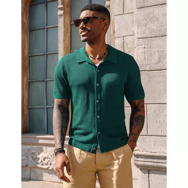 PJ PAUL JONES Mens Knit Polo Shirts Short Sleeve Vintage Button Down Shirt Casual Beah Tops