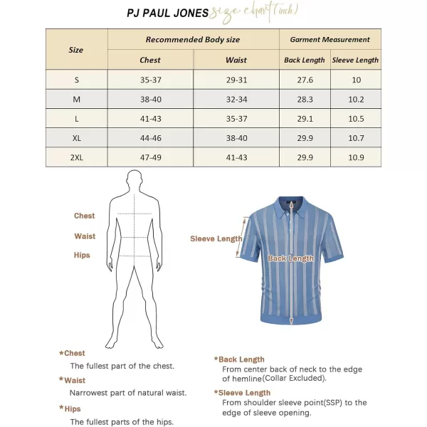 PJ PAUL JONES Men's Knit Polo Shirts Short Sleeve Vintage Striped Shirts Retro Polo Shirt