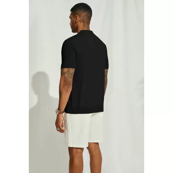 PJ PAUL JONES Mens Knit Shirt Short Sleeve Summer Hollow Out Shirt Beach Button Down Shirt