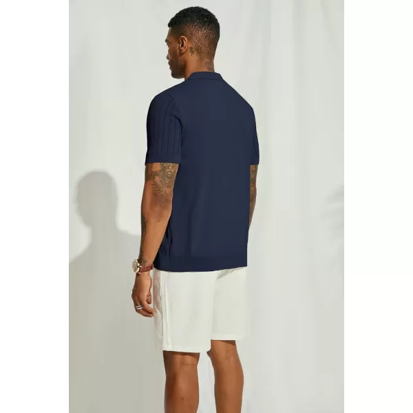 PJ PAUL JONES Mens Knit Shirt Short Sleeve Summer Hollow Out Shirt Beach Button Down Shirt