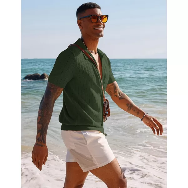 PJ PAUL JONES Mens Knit Shirt Short Sleeve Summer Hollow Out Shirt Beach Button Down Shirt