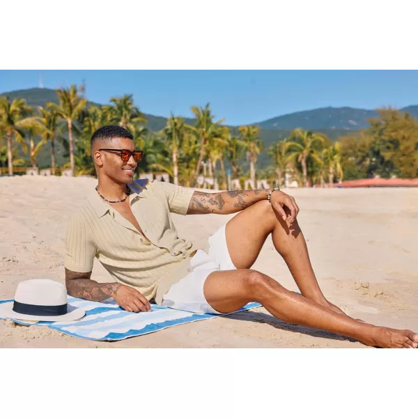 PJ PAUL JONES Mens Knit Shirt Short Sleeve Summer Hollow Out Shirt Beach Button Down Shirt