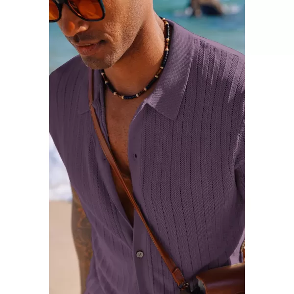 PJ PAUL JONES Mens Knit Shirt Short Sleeve Summer Hollow Out Shirt Beach Button Down Shirt