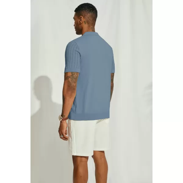 PJ PAUL JONES Mens Knit Shirt Short Sleeve Summer Hollow Out Shirt Beach Button Down Shirt