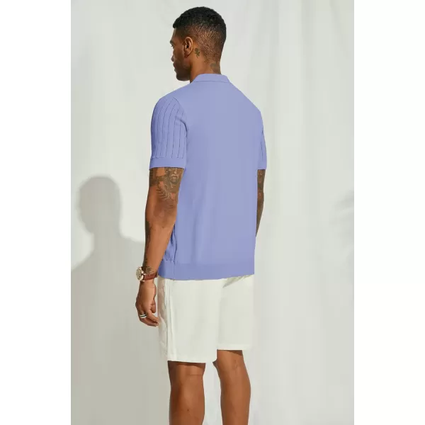 PJ PAUL JONES Mens Knit Shirt Short Sleeve Summer Hollow Out Shirt Beach Button Down Shirt