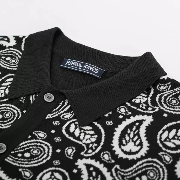 PJ PAUL JONES Mens Paisley Retro Shirts Short Sleeve Polo Shirts