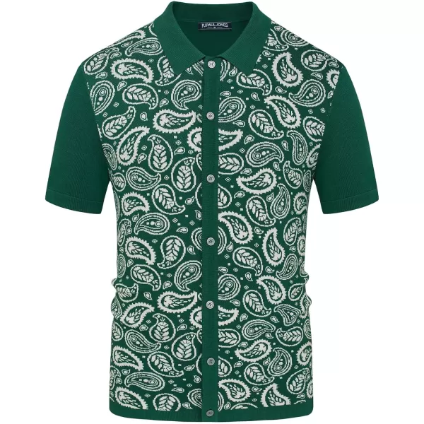 PJ PAUL JONES Mens Paisley Retro Shirts Short Sleeve Polo Shirts