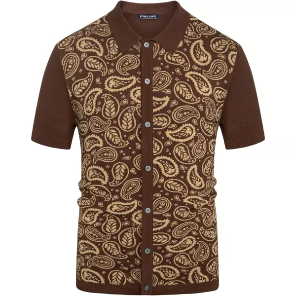PJ PAUL JONES Mens Paisley Retro Shirts Short Sleeve Polo Shirts