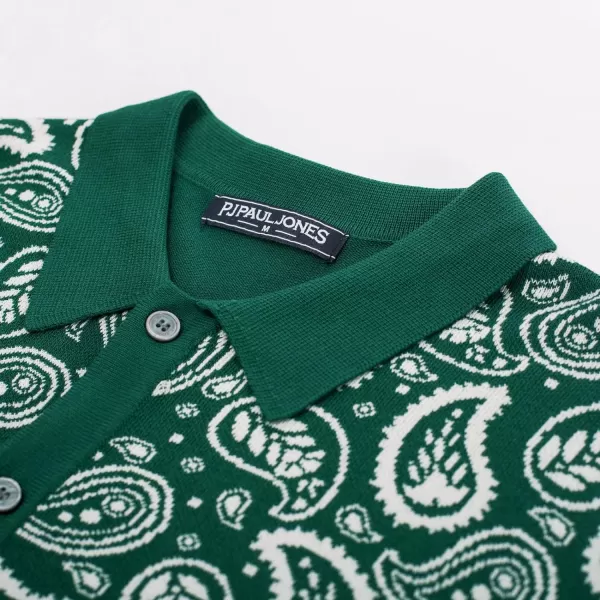 PJ PAUL JONES Mens Paisley Retro Shirts Short Sleeve Polo Shirts