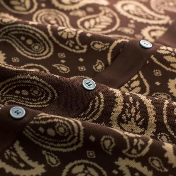 PJ PAUL JONES Mens Paisley Retro Shirts Short Sleeve Polo Shirts