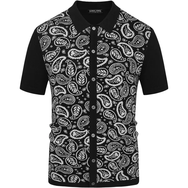 PJ PAUL JONES Mens Paisley Retro Shirts Short Sleeve Polo Shirts