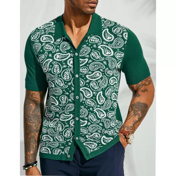 PJ PAUL JONES Mens Paisley Retro Shirts Short Sleeve Polo Shirts