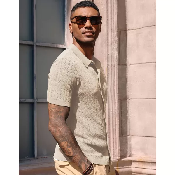 PJ PAUL JONES Mens Polo Shirt Knit Textured Short Sleeve Golf Shirt Button Down Knitwear