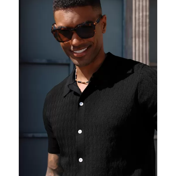 PJ PAUL JONES Mens Polo Shirt Knit Textured Short Sleeve Golf Shirt Button Down Knitwear